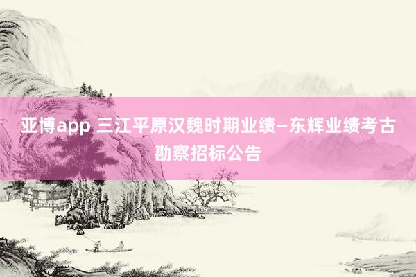 亚博app 三江平原汉魏时期业绩—东辉业绩考古勘察招标公告