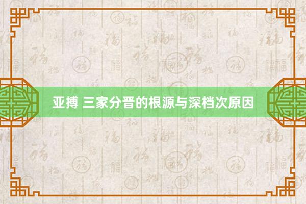 亚搏 三家分晋的根源与深档次原因