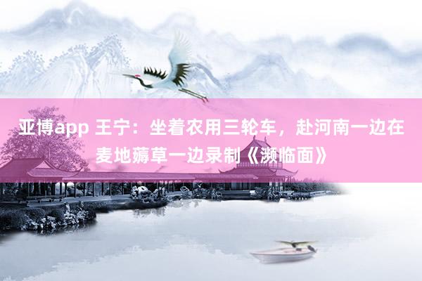 亚博app 王宁：坐着农用三轮车，赴河南一边在麦地薅草一边录制《濒临面》