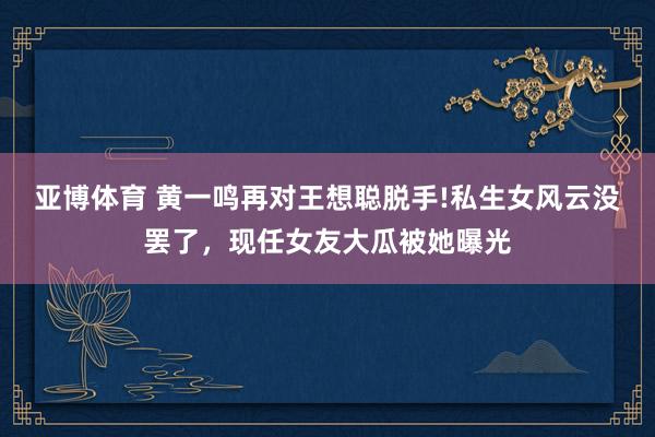 亚博体育 黄一鸣再对王想聪脱手!私生女风云没罢了，现任女友大瓜被她曝光