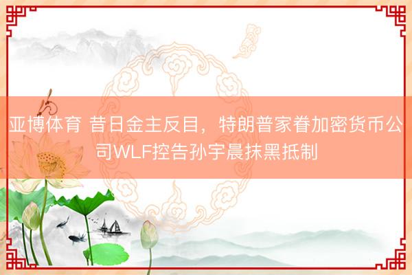 亚博体育 昔日金主反目，特朗普家眷加密货币公司WLF控告孙宇晨抹黑抵制