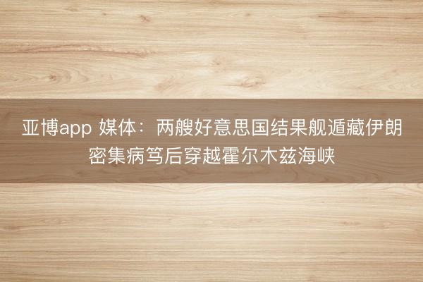亚博app 媒体：两艘好意思国结果舰遁藏伊朗密集病笃后穿越霍尔木兹海峡